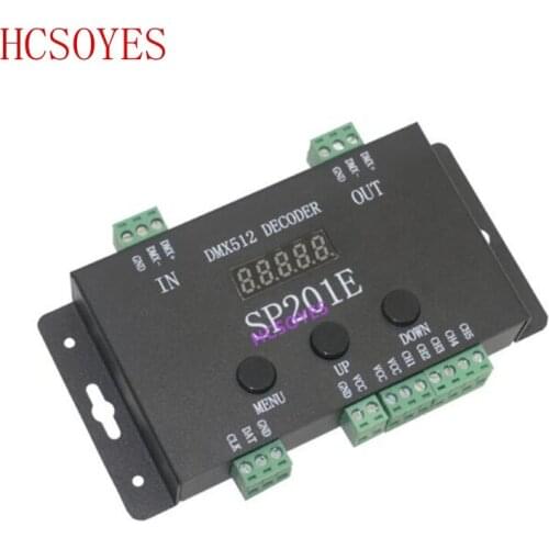DC5V-24V DMX512 Decoder controller SP201E SPI Signal Addressable IC RGB led Pixel 5 Channel PWM Output ws2811 2812 1903 strips