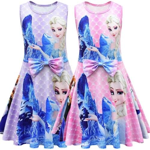 Disney Snow Queen 2 Frozen Elsa Anna Girls Princess Dress Party Birthday Gift Cosplay Costume Clothes For Children Kids