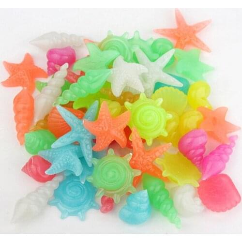 50 Pack (100PCS/Pack) Beautiful Glow in the Dark Pebbles Stone Fantastic Walkway Fish Tank Aquarium fluorescence Starfish conch
