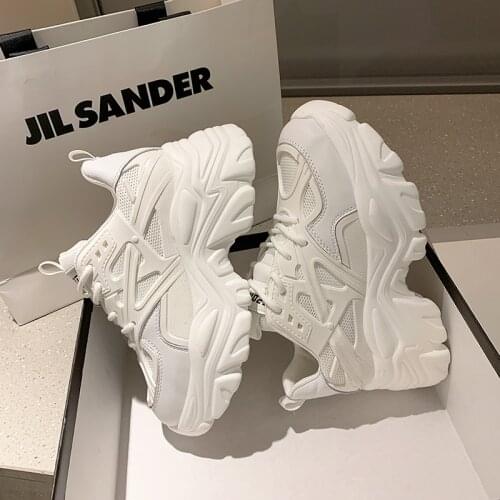 Thick Bottom Women Platform Shoes White Chunky Sneakers Women Sneakers Fashion Breathable Sport Ladies Trainers Zapatillas Mujer