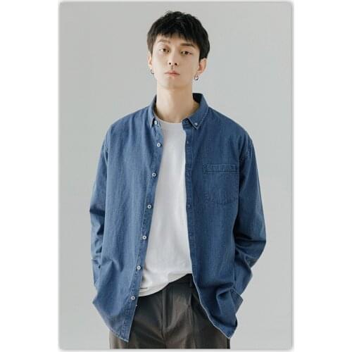 Fashion Cowboy Men Jacket High Quality Turn Down Collar Real Picture Blouse Casual Daily Young Boy Coat 1 Piece