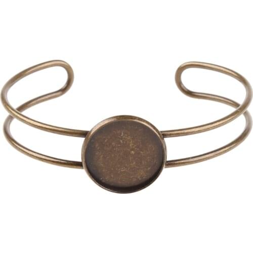 Brass Bezel Tray Blank Cuff Bracelet with 20mm Round Cabochon Jewelry Making