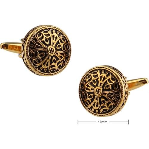 Metal Round flower Cufflinks Mans Jewelry French cuff shirt Button business cuff link color Gold 5pairs per lot