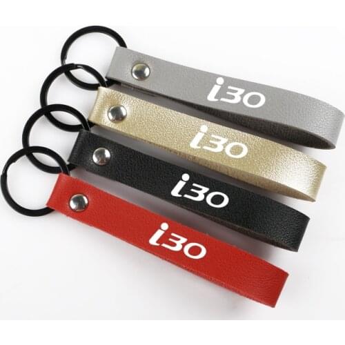 Fashion Simple Leather Car Key Chain Ring Keychain Keyfob Holder for Hyundai I30 Tucson Solaris car key ring Auto Accessories