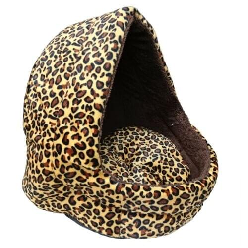 Pet Dog Cat Bed House Kennel Leopard Print Puppy Soft Warm Cushion Pad