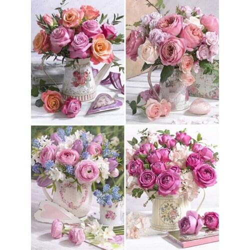 5D DIY Diamond Painting Flowers Rose Full Drill Diamond Embroidery Kit Diamond Mosaic Flower Picture Rhinestones for Needlework