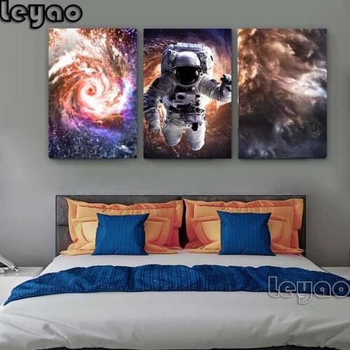 3 Pieces Full Diamond Embroidery Triptych Cosmic Storm Childrens Diamond Painting Cross Stitch Kits Living Room Home Decoration