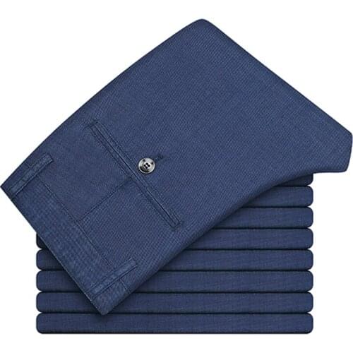 2021 Spring Summer New MenS Thin Lyocell Casual Pants Classic Fashion Loose Straight Stretch Denim Trousers Male Brand Clothes