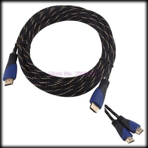 By DHL or EMS 100 pieces 1.4V HDMI 5M V1.4 HDMI Cord Ethernet Gold For XBOX 360 3D HD HDTV