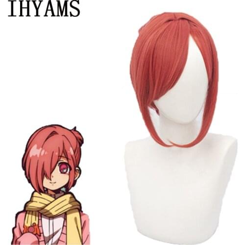 Anime Toilet-bound Hanako-kun Cosplay Wigs Mitsuba Styled Heat Resistant Synthetic Hair Orange for Halloween Party + Wig Cap