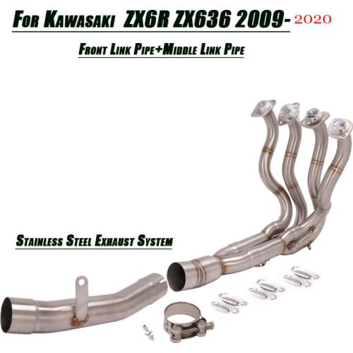 Motorcycle Front Middle Link Pipe Refit Catalyst Connect Original Exhaust Pipe Silp on For Kawasaki ZX6R ZX636 2009-2017