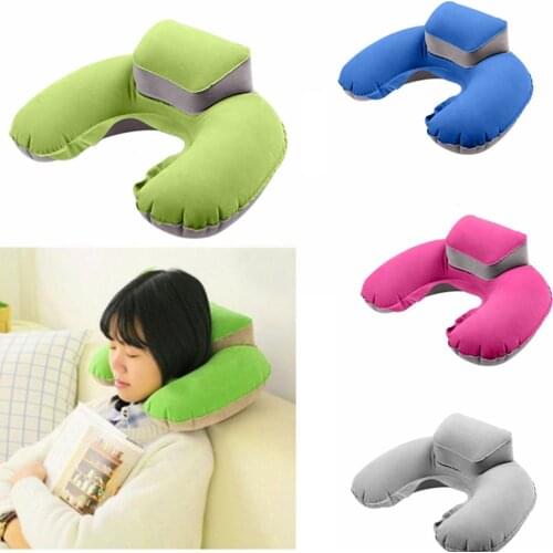 Portable Travel Inflatable Neck Pillow U Shape Blow Up Neck Cushion PVC Flocking Car Auto Seat Head Neck Rest Headrest Pillow