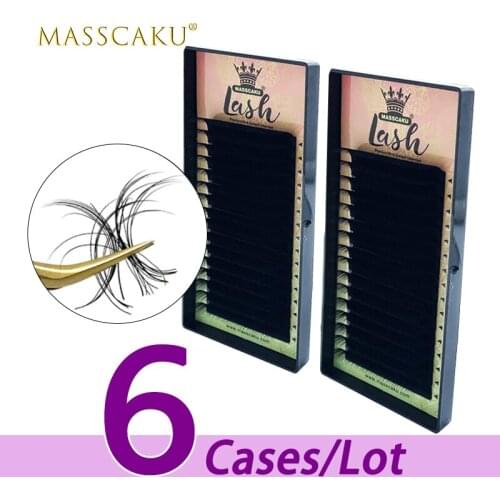6case/lot 16lines 100% real soft individual eyelashes faux mink lashes tray russian volume false eyelashes 8-16mm C/D curl