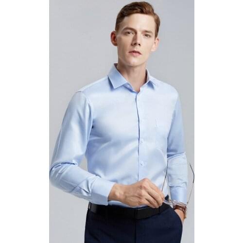 Pure Cotton Liquid Ammonia Anti-wrinkle Longsleeve Shirt for Men White Business Slim Fit Shirt Men Oversized Button Up Shirt