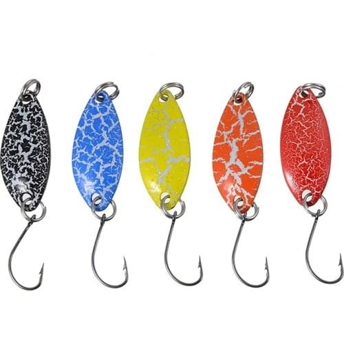 High Quality 5Pcs 3.2CM 3G Sequin Spoon Fishing Lures Trout Blinker Hard Lures Artificial Baits Single Hook Fishing Tackle