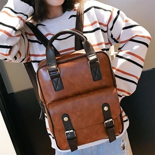 Women Anti Theft Backpacks Students Brown School Bags For Teenage Girls Waterproof Vintage Laptop Leather Big Travel Backpack