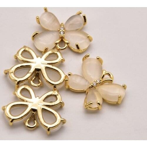 5 Pcs/Lot 15mm*12mm Opal Butterfly Shape Pendant Earring Accessories Drop Ear Jewelry Components Making For Diy Earring JA0383