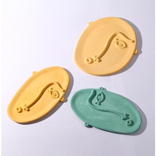 Concrete Tray Mould Silicone Geometry Human Face Epoxy Resin Jewelry Tray Mold Handmade Decoration Furnishing Tool