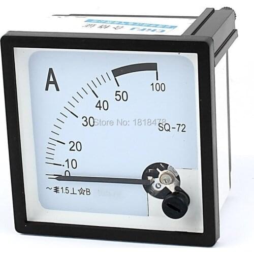 SQ72-50A Square Panel Mounting Moving Vane 0-50A AC Analog Ammeter 72mm x 72mm