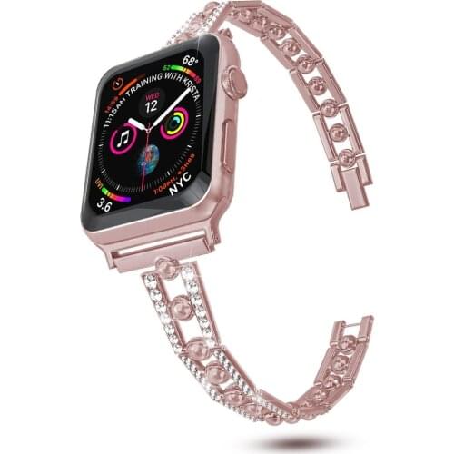 Pink/Silver Slim Diamond Bracelet for Apple Watch Band Series 6/SE/5/4/3/2 Removable Steel Strap for iWatch 44mm 40mm 42mm 38mm