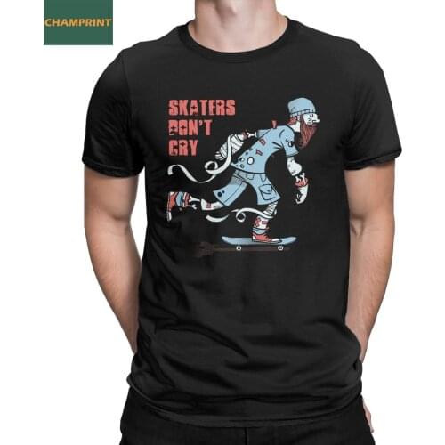Vintage Skaters Dont Cry T-Shirts Men 100% Cotton T Shirts Skate Scooter Skateboarder Short Sleeve Tees New Arrival Tops