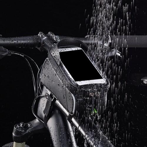 Road Cycling Waterproof Front Bag Mountain Bike Nylon Black Transparent Phone Pocket Bicycle Pannier Touch Screen Zipper Pouch
