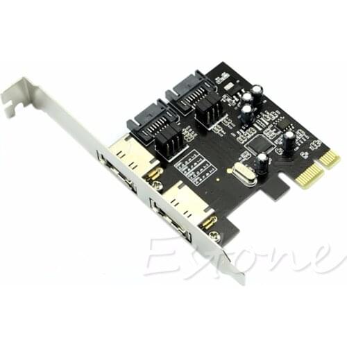 1 Set 2 Ports Esata PCI-E PCI Express 6Gbps to SATA 3.0 SATA III ASM106 Card Adapter High Speed