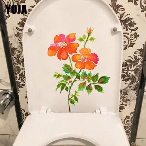 YOJA 15.5X21.7CM Watercolor Red Rose Flowers Classic Bedroom Wall Sticker Home Toilet WC Decor T1-1563