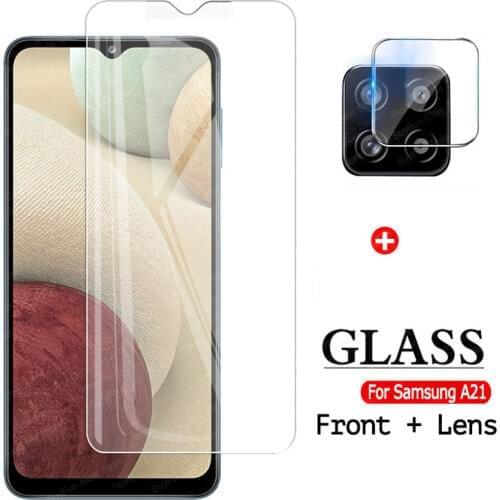2 in 1 Tempered Glass On For Samsung Galaxy A12 Screen Protector Glas Film For Samsung A12 A 12 M21s F415 Protective Glass