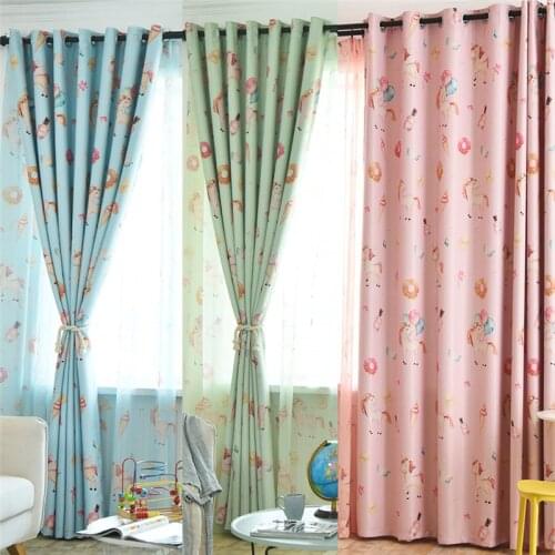 Unicorn Printed Blackout Curtains for Kids Bedroom Jinya Home Decor Cartoon Nursery Window Curtain Panels Living Room Kitchen