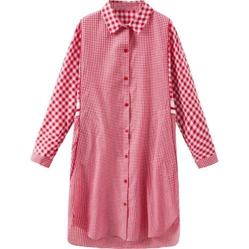 Plaid Shirts Women 2020 Autumn Plus Size Women Long Sleeve Blouse Loose Casual Long Shirt Tops