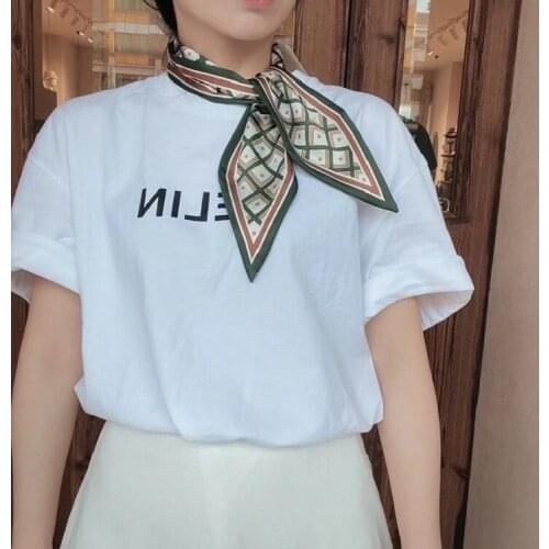 INS diamond Women Silk Scarf Towel Ladys Neck Hair Scarves Design Printed Head Kerchief Fashion Girl Hair Scarfs