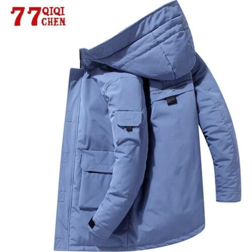 Winter Down Parkas Men 90% White Duck Down Hooded Mid-Length Coat Outwear Thick Warm Down Windbreaker M-3XL chaquetas hombre