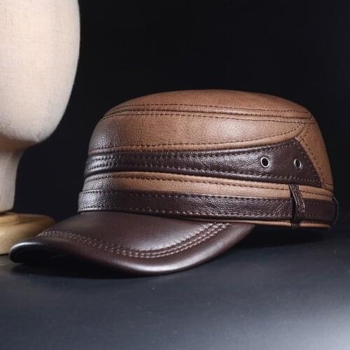 Winter Warm Thick Lining Womens Mens Real Cowhide Leather Earflaps Army Baseball Golf Hat/Cap