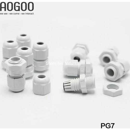 10PCS PG7 3-6.5mm Cable High Quality IP68 Waterproof Nylon Plastic Cable Gland Connector
