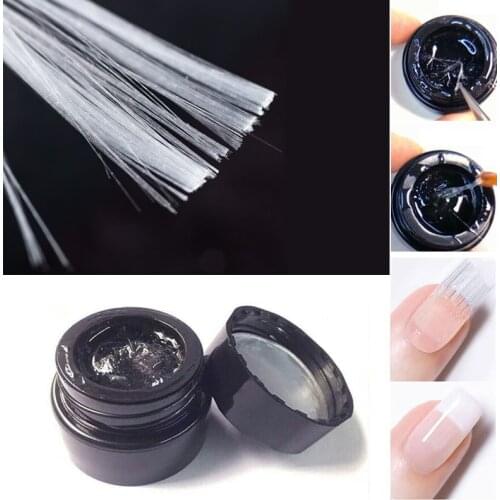 10pcs Silk Fiberglass Nail Art Acrylic Tips Extension Fibernails + 5ml Fiber Base Coat Soak Off UV Gel Glass Glossy Manicure