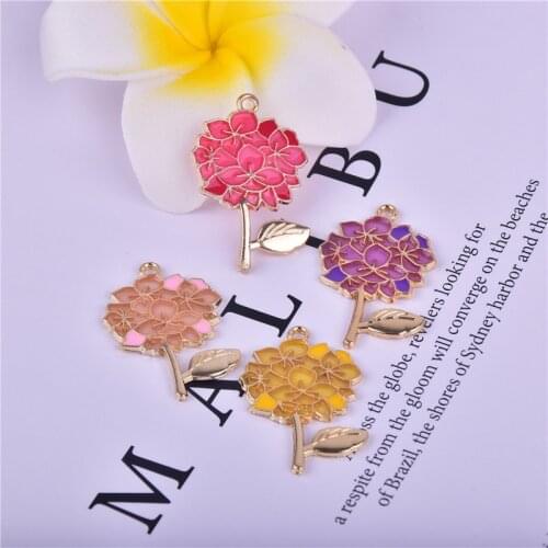 10pcs/pack Kawaii Flower Enamel Metal Charms Earring Bracelet DIY Jewelry Making