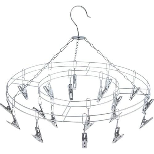 20 Clips Stainless Steel Clothes Drying Rack Multifunctional Socks Shorts Underwear Hanger Hanging Shelf