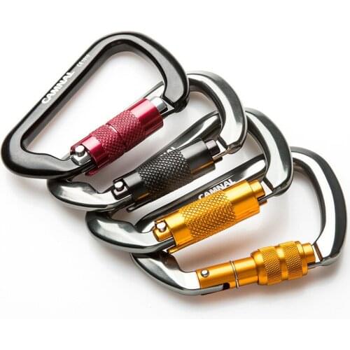 25KN D Shaped Auto Locking Gate Rock Climbing Carabiner Survival Climbing Equipment Mountaineering Hook Climbing Accessories