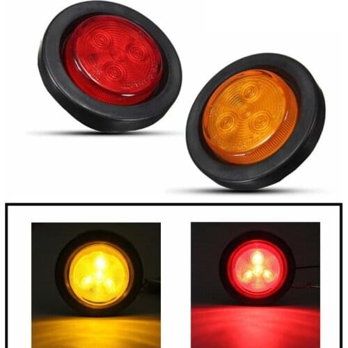 4LED Trailer Round Side Marker Indicators Light Signal Lamp Clearence Light Red/Amber 12V 30V Car Rear Tail