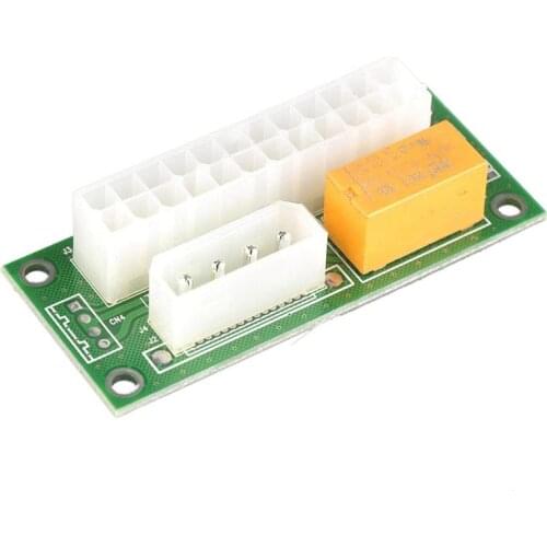 5Pcs Dual PSU Adapter ATX Power Supply 24Pin to 4Pin Sync Starter Extension Cable Card ADD2PSU for Bitcoin Miner