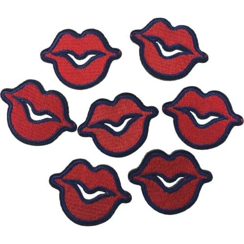 5pcs Cute mouth patch embroidery Iron On lip patches for clothing applique stickers fabric sewing accessories