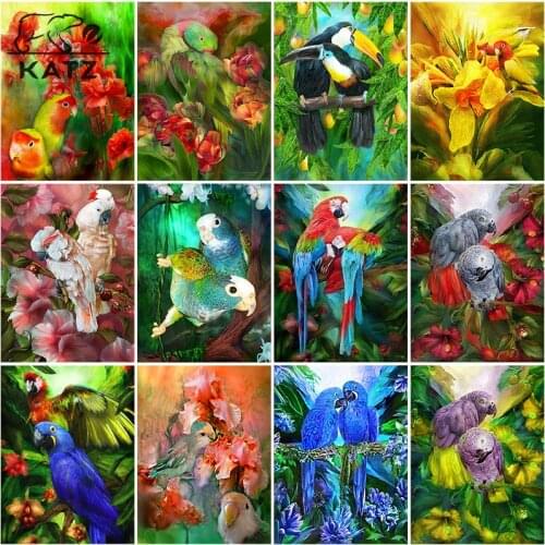 Bird Diamond Painting Kit Animal Crossing Parrot Embroidery Cross Gift Diy Flower and Bird Mosaic Artist Home Cross Stitch Decor