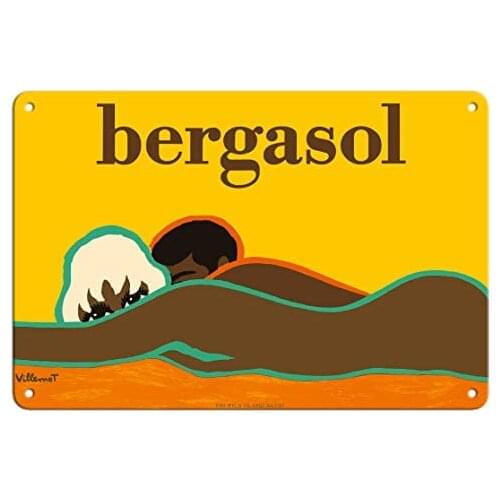 Bergasol - Italian Suntan Cream - Advertising Poster by Bernard Villemot c.1970s Metal Tin Sign