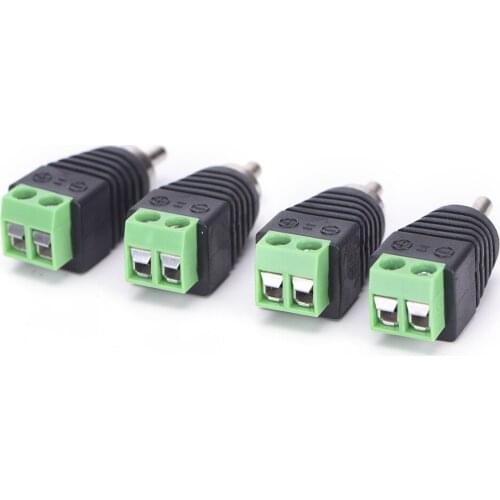 CCTV Phono RCA Male Plug TO AV Terminal Connector Video AV Speaker Wire cable to Audio Male RCA Connector Adapter 4Pcs