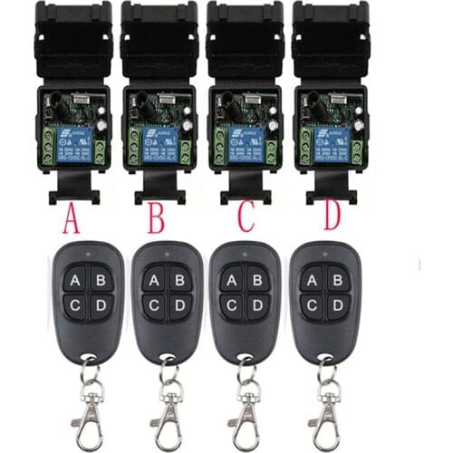 DC12V 24V 1CH 1 CH Wireless RF Remote Control Light Switch 10A Relay Output Radio Receiver Module+ black Transmitter