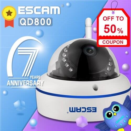 ESCAM QD800 WIFI 2MP 1080P HD WiFi Outdoor IP IR Dome Camera IP66 Onvif P2P Night Vision Camera For Home Security