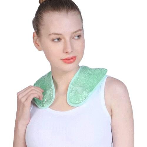 Hot Cold Pack Gel Bead Ice Pack for Neck Shoulder Pain Relief Neck Ice Pack Cooling Gel Neck Wrap with Soft Short Plush Backing