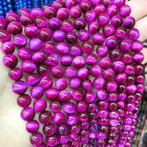 Natural Round Stone Rose Red Tiger Eye Loose Spacer Beads For DIY Jewelry Making Bracelet Necklace Accessories 4 6 8 10 12mm