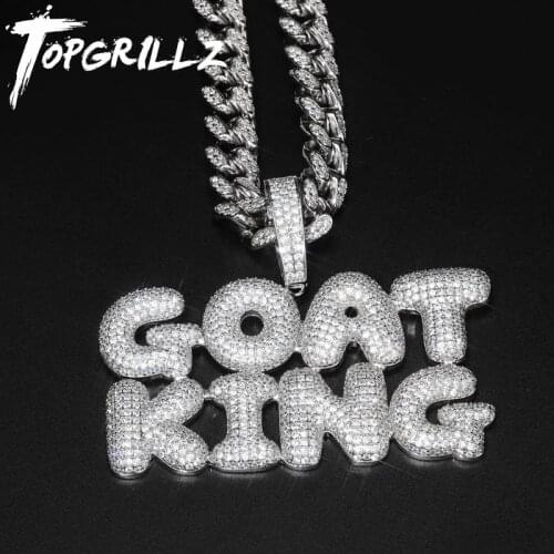 TOPGRILLZ With Cuban Chain Custom Name Letters Chain Iced Out Pendants Necklaces Mens AAA Zircon Hip Hop Jewelry For Gift